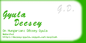 gyula decsey business card